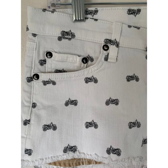 Rag & Bone ๐ Jean Shorts sz26 29 waist White mid rise motocycle print - Picture 2 of 11